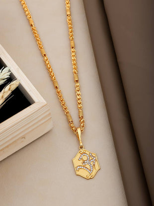 Gold Plated Om Symbol Pendant Chain For Men