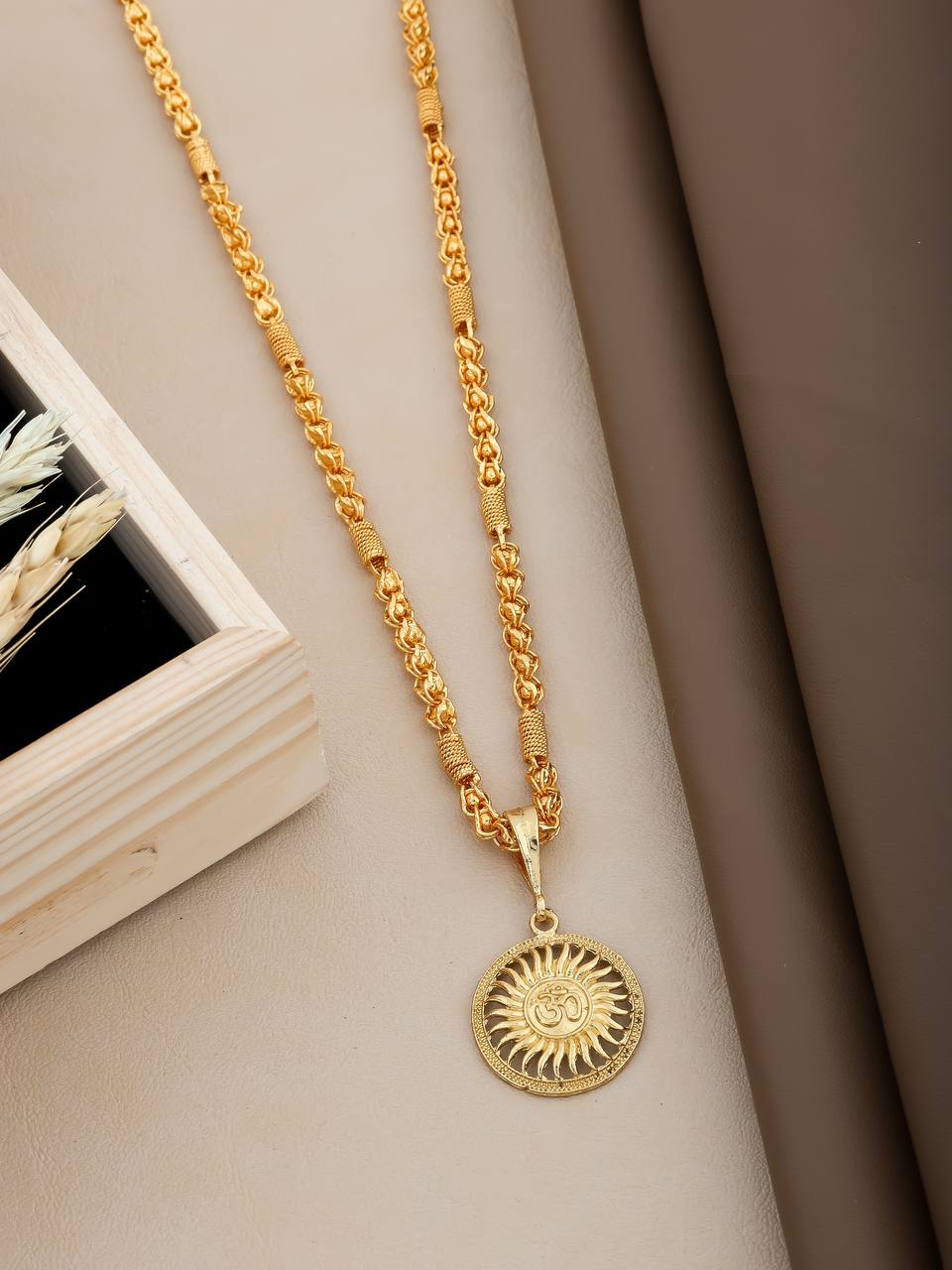 Om Surya Sun Pendant Chain For Men