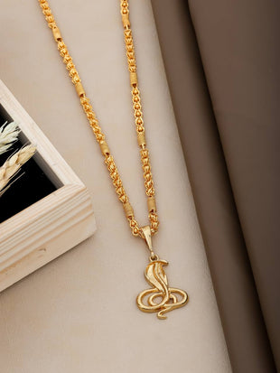 Symbolic Cobra Pendant with Gold Chain