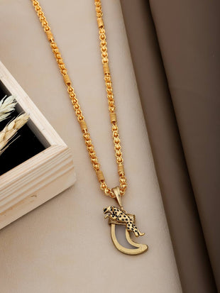 Men's Leopard Claw Gold Pendant Chain | Unique Animal Design Necklace