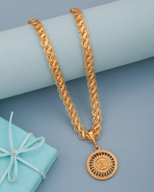 Gold Chain with Sun Face Pendant