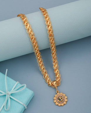 Gold-Plated Om Pendant with Chain